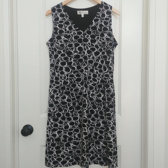 90s vibe Della Spiga Italy Black White Stretch Dress Optional Belt Size Medium - Picture 3 of 12